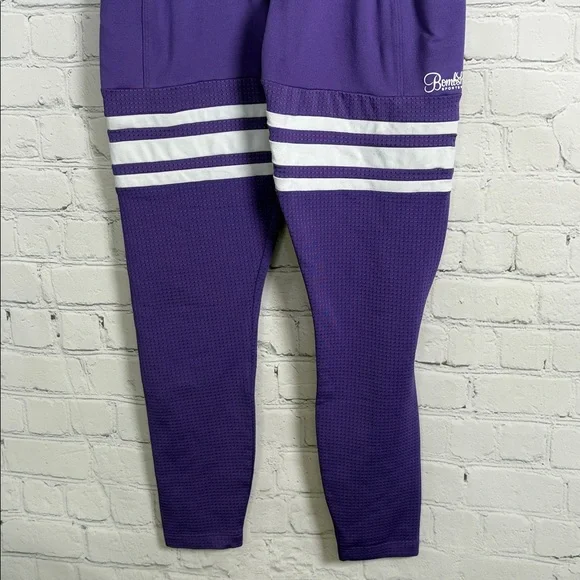 BOMBSHELL Sportswear Perform Purple with White Stripe Leggings size medium - Picture 5 of 8